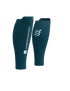 compressport calf sleeve, compression sleeve for running, dark blue green colour with white logo, pair of compressport calf sleeves side and back