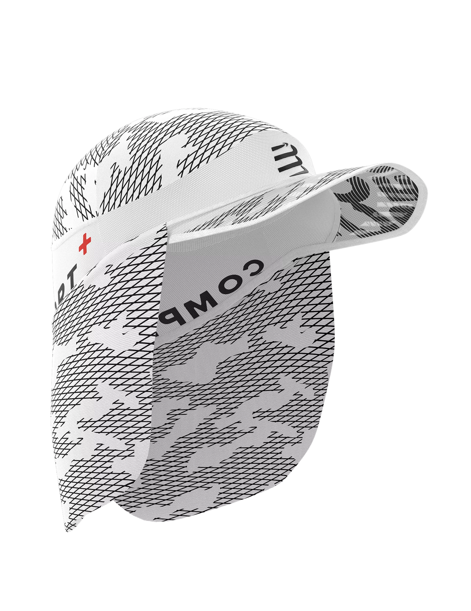 compressport ice cap sun shape, white running hat with neck protection