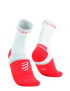 compressport pro marathon sock, lightweight breathable compression running sock, white and red colour, pair of socks