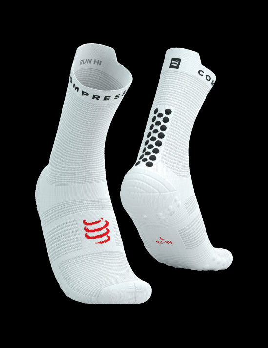 compressport pro racing socks v40 run high white black front and back