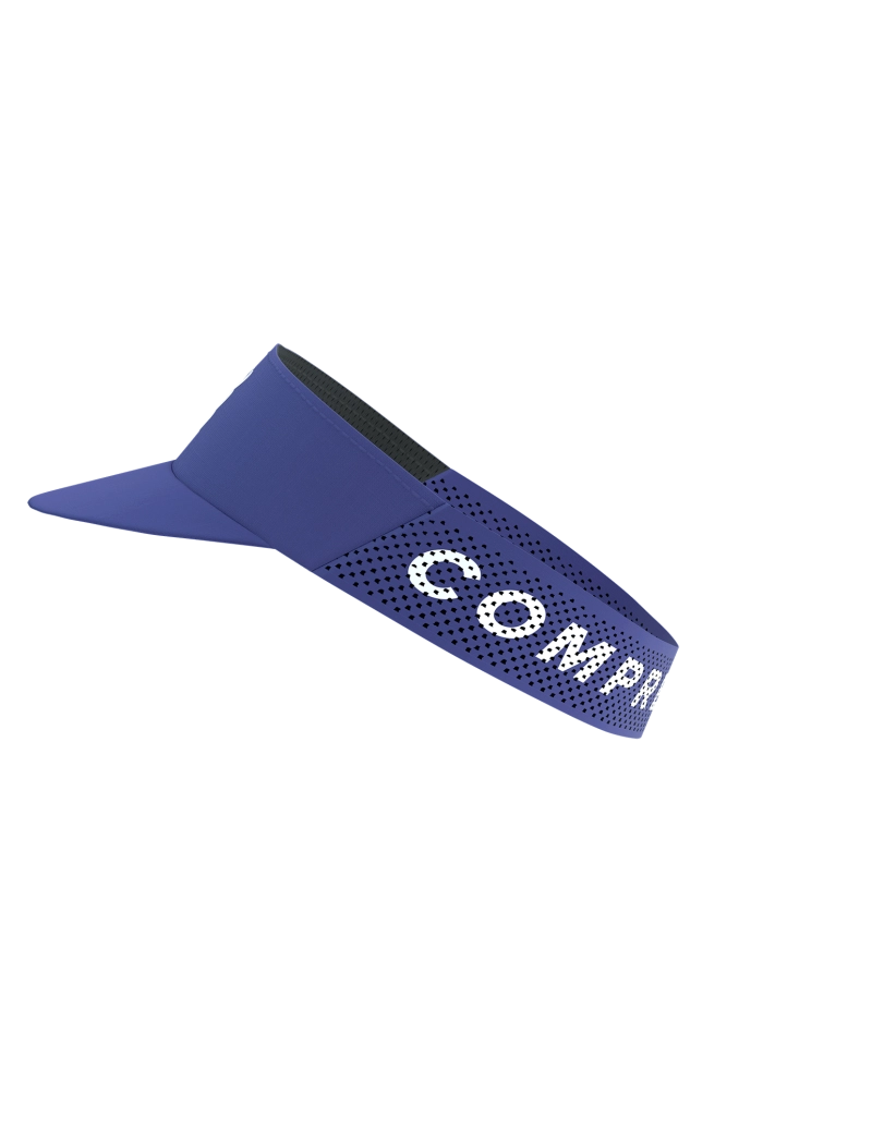 picture of compressport pro racing visor in the purple colour side on view