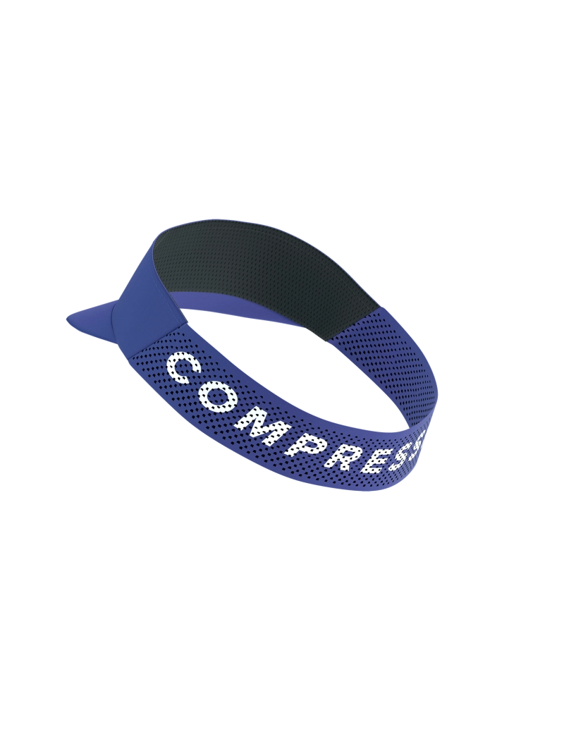 picture of compressport pro racing visor in the purple colour, back view