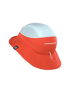 compressport stayfresh ice bob hat, red and light blue running bucket hat with ventilation and sun protection, side angle of hat