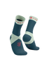 Pair of compressport ultra trail socks blue and teal socks with brand logo on a white background