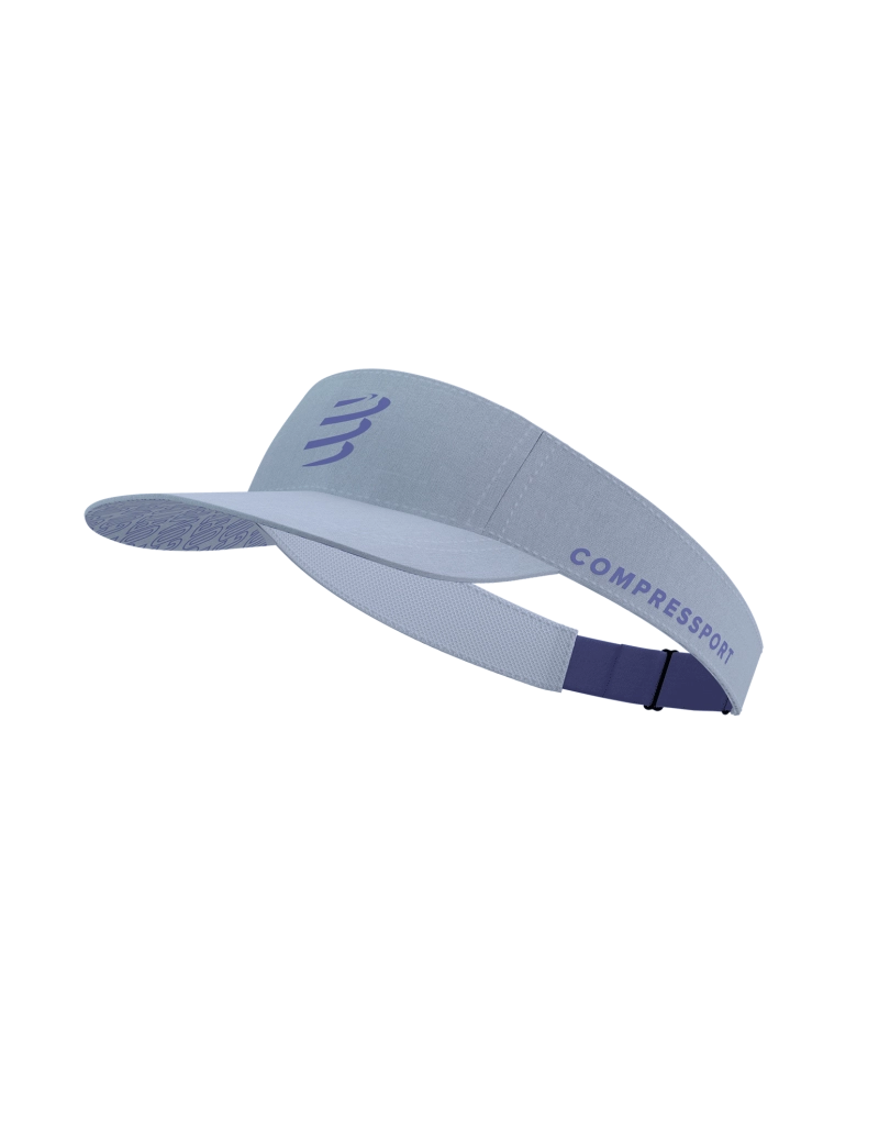 compressport visor for all gender, race orientated visor with adjustable headband for sun protection, lavender colour with purple logo