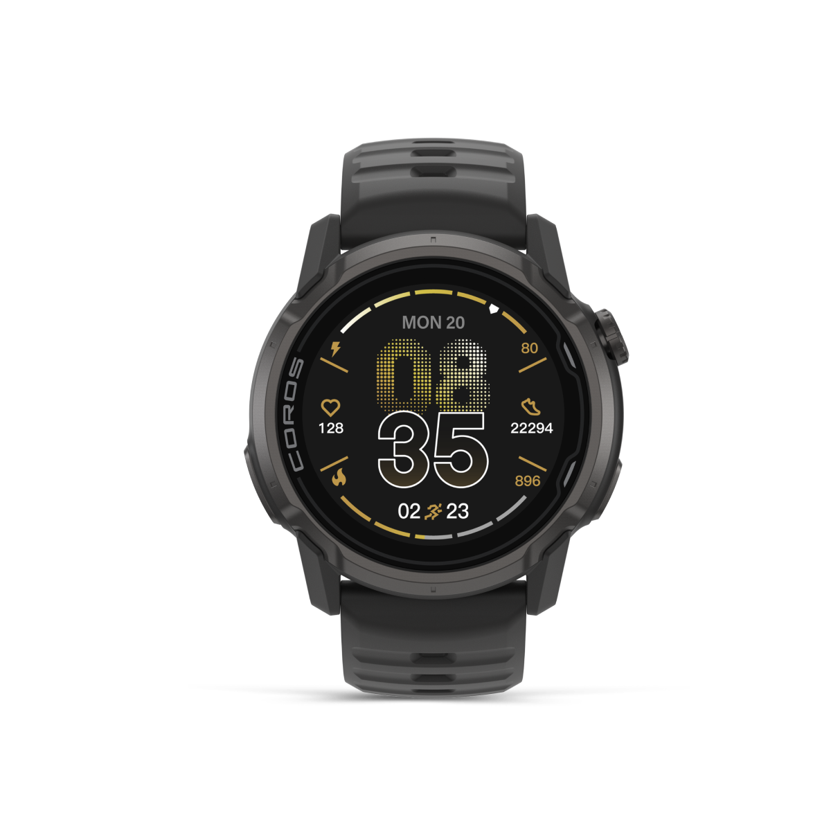 coros apex 4 black silicone running watch
