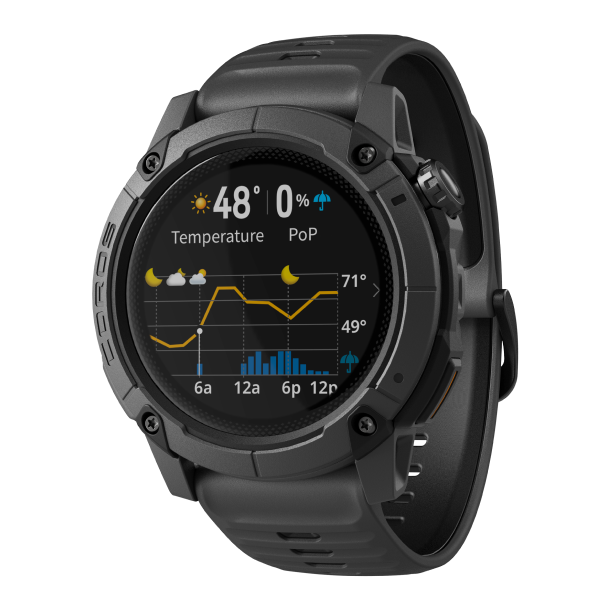 coros nomad gps watch showing weather details