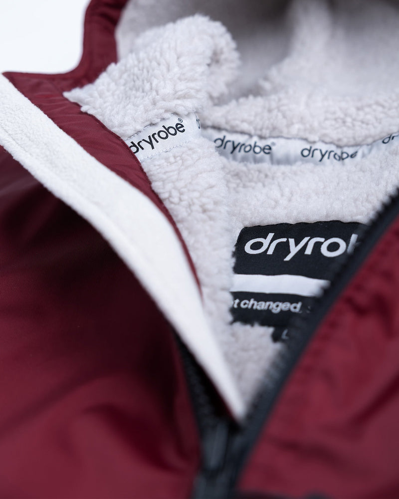 close up of dryrobe changing robe in new burgundy colour