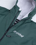 new colour green in dryrobe long sleeve advance, showing zip, lining and hood with logo