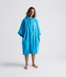 dryrobe organic cotton changing robe for swimming, soft and absorbent towelling robe for all gender, blue colour, man wearing dryrobe towel on a white background