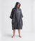 dryrobe organic cotton changing robe for swimming, soft and absorbent towelling robe for all gender, dark grey colour, man wearing dryrobe towel on a white background