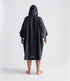 dryrobe organic cotton changing robe for swimming, soft and absorbent towelling robe for all gender, dark grey colour, man wearing dryrobe towel on a white background