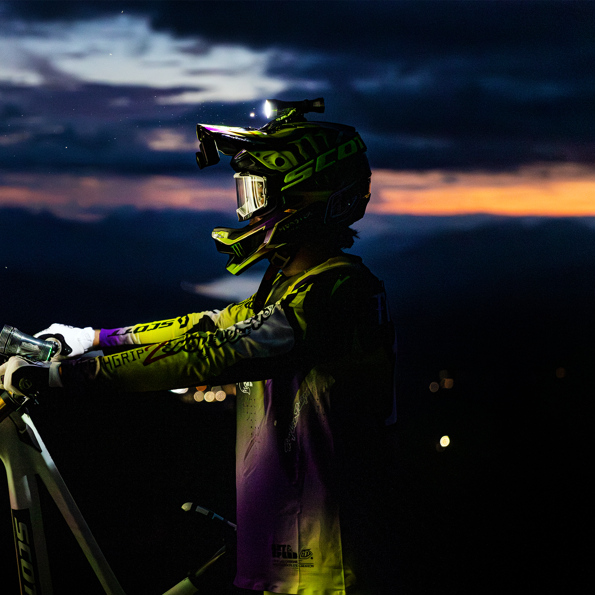 Exposure Zenith 4 MTB Headlamp, on mtb rider at night