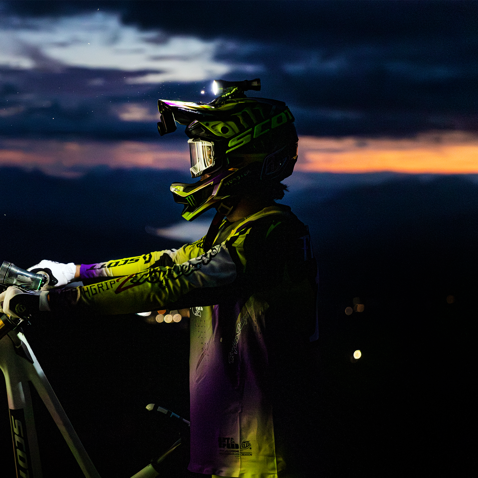 Exposure Zenith 4 MTB Headlamp, on mtb rider at night