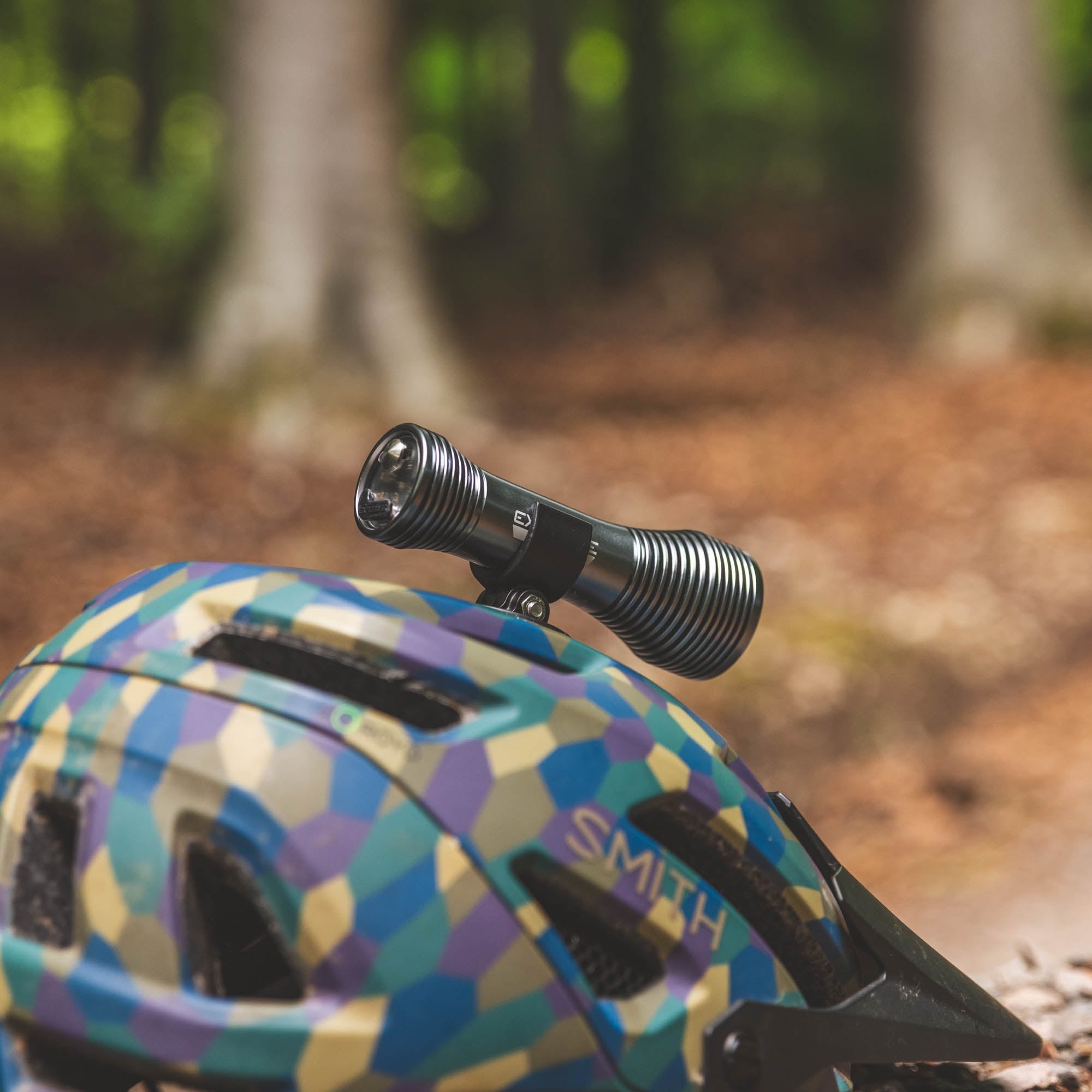 Exposure Zenith 4 MTB Headlamp, on helmet