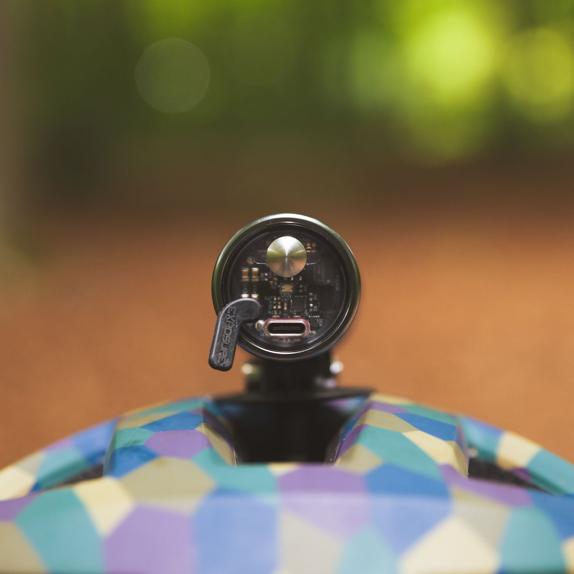 Exposure Zenith 4 MTB Headlamp, on helmet