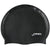Black swim cap with FINIS logo on a white background