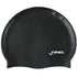Black swim cap with FINIS logo on a white background