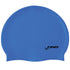 Blue swim cap with black 'FINIS' logo on a white background