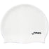 White swim cap with black 'FINIS' logo on a white background
