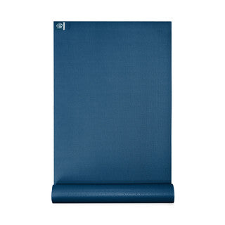 fitnessmad studio pro yoga mat, soft mat for yoga, blue colour, half rolled out mat