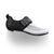 fizik transiro hydra cycling shoes, breathable triathlon fast transition cycling shoe, white with black heel and strap, side profile of shoe