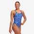 woman wearing funkita diamond back togs in blue bits pattern