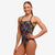 woman wearing funkita bond girl swimsuit in up down pattern