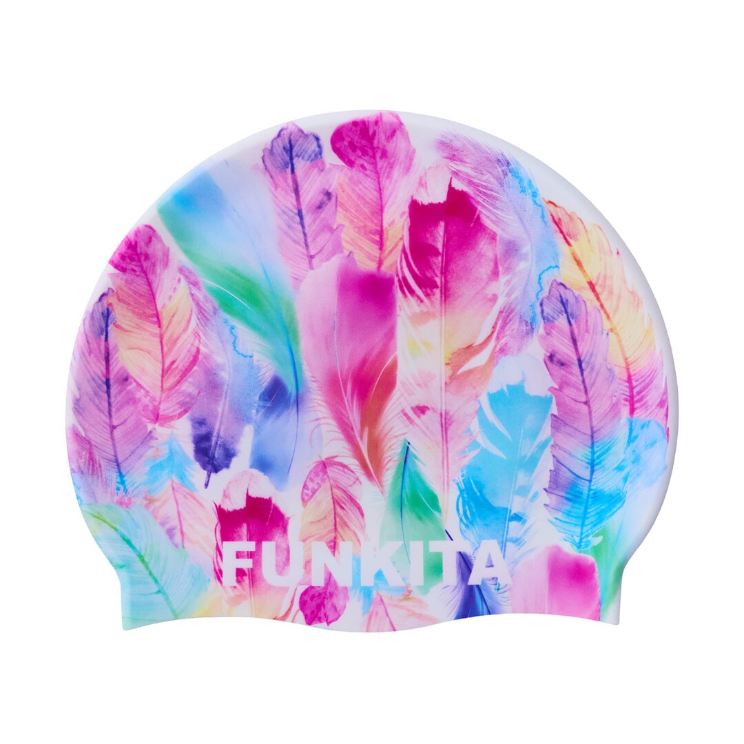 funkita swim cap, pattern tickle pink