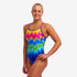 funkita diamond back swimsuit for women, rainbow colour pattern