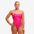 woman wearing funkita strapped in swimsuit in flaming go gos pattern