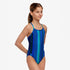 girls funkita diamond back swimsuit, girls swimming togs with thick straps, girl wearing blue swimsuit, stripes of blue pattern