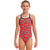 girls funkita diamond back swimsuit, girls swimming togs with thick straps, girl wearing red swimsuit with zebra pattern