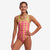 funkita girls single strap swimsuit, pink and yellow snake skin pattern