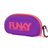 funkita goggle case, hard shell protective micro fibre linned zipper goggle case with clip, purple with pink logo and zipper