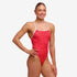 funkita swimsuit for ladies, tie me tight style, hot coals pattern, red