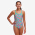 funkita swimwear for girls, diamond back style, planted pink colour