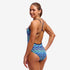 funkita single strap swimsuit showing the back straps on the jack stack pattern