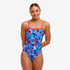 funkita thin strap swimsuit for women, blue and red paint pattern