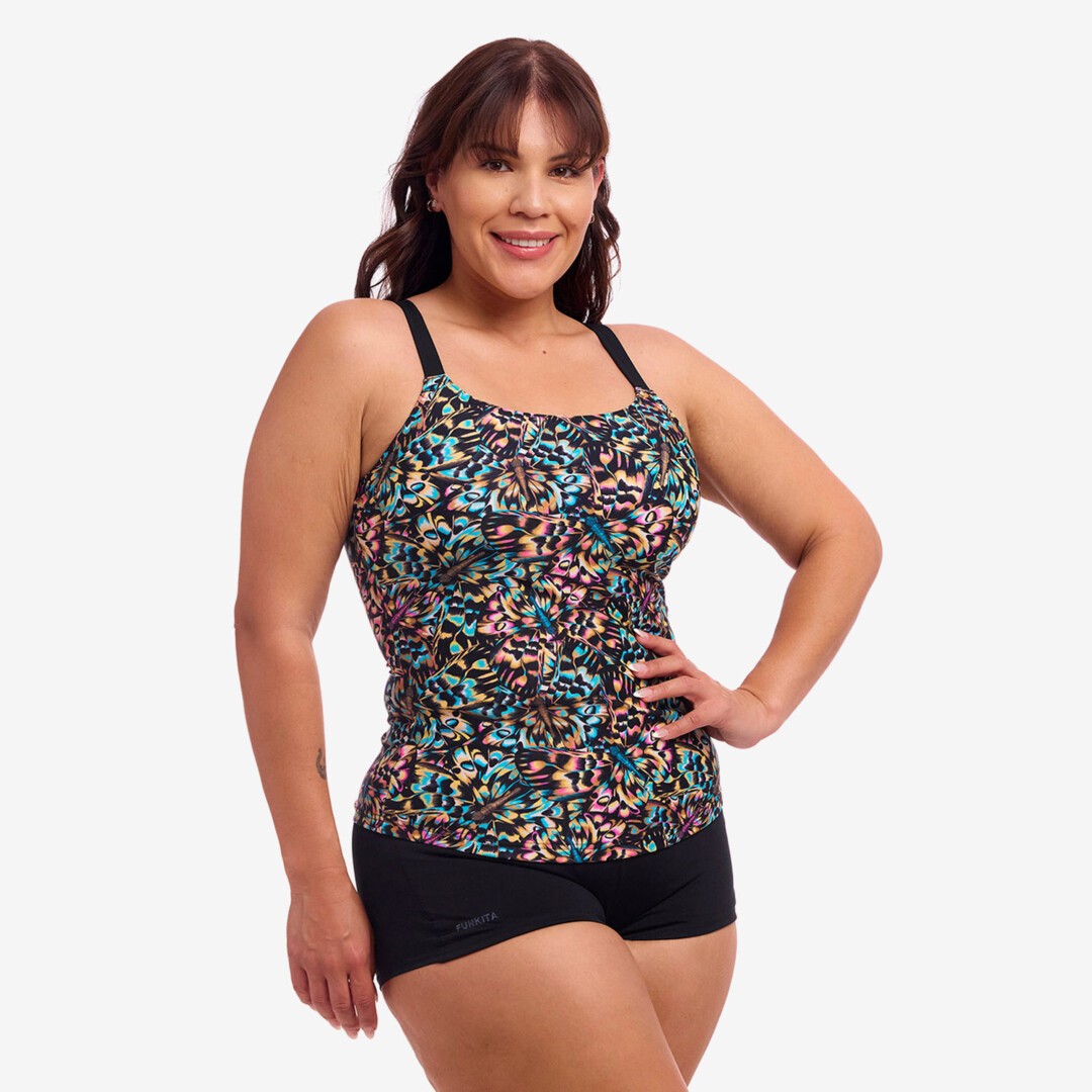 tankini or swim top for women, copper cluster pattern