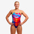 funkita swimsuit for ladies, tie me tight style, sunset delight pattern