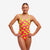 Funkita tie me tight swim suit, woman wearing sweet coconuts pattern in pink and yellow