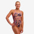 woman wearing funkita tie me tight style in tipsy tiger pattern