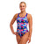 woman wearing funkita eclipse swimsuit in wet wave pattern