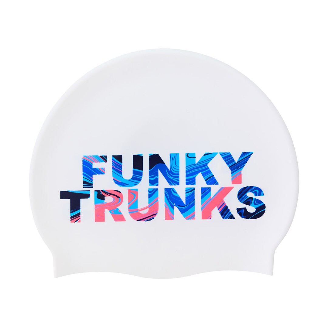funky trunks swim cap, wave crazy