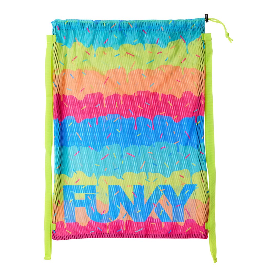 funky mesh gear bag, melting mayhem pattern