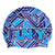 Silicone swim cap from funky trunks, blue bits pattern with word Funky
