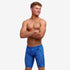 boy wearing funky trunks swim jammers in pebble beach pattern