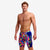 man wearing funky trunks jammers in fault lines pattern