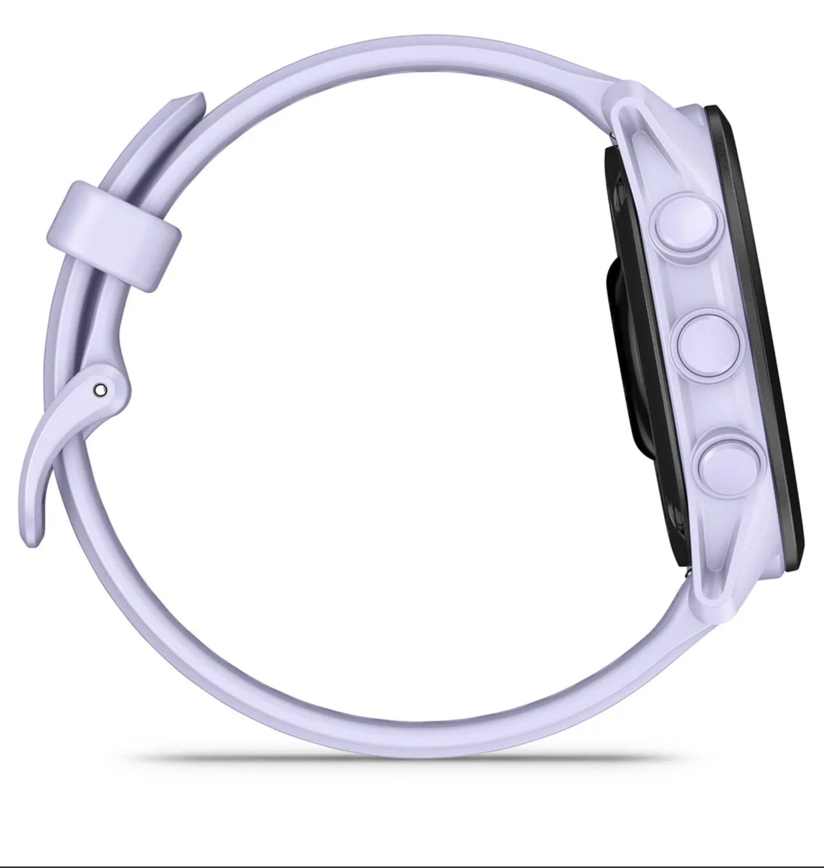 Garmin Forerunner 70, beginner smartwatch for running and activity tracking, light purple colour, side profile of watch on white background